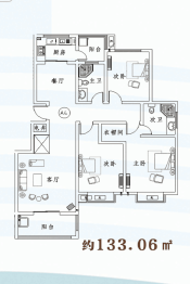 嘉和花园3室2厅1厨2卫建面133.06㎡