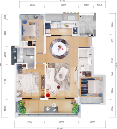 海南臻园3室2厅1厨2卫建面103.00㎡