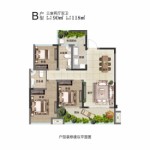 B户型：建筑面积90㎡ 实得118㎡