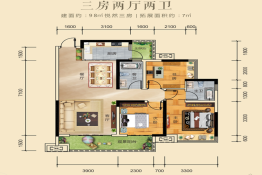 梧州彰泰滨江学府3室2厅1厨2卫建面98.00㎡