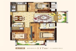 中庚香城云开3室2厅1厨2卫建面117.00㎡