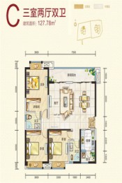 融发·雅居3室2厅1厨2卫建面127.78㎡