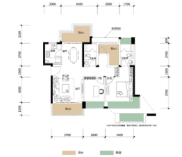 华发·依山郡2室2厅1厨2卫建面96.00㎡