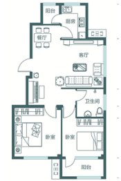 富甲小区2室2厅1厨1卫建面86.59㎡