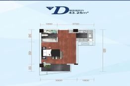 五洲新天地1室1厅1厨1卫建面43.25㎡