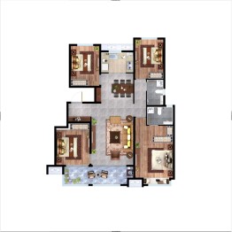 雅居乐锦城4室2厅1厨2卫建面146.00㎡