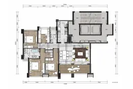 宝能城市花园4室2厅1厨2卫建面164.00㎡