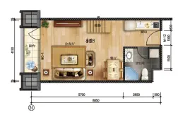 中天国际1室3厅1厨1卫建面73.00㎡