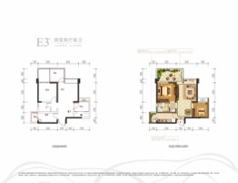 华恒中央公园2室2厅1卫建面64.96㎡