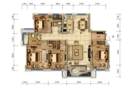 中辉国际4室2厅1厨2卫建面141.0㎡