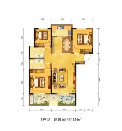 崤山公馆3室2厅1厨2卫建面124.00㎡