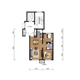 万科首府未来城2室2厅1厨1卫建面75.00㎡