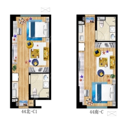 孔雀城森屿海1室1厅1厨1卫建面44.00㎡