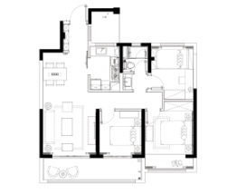 美的云筑3室2厅1厨1卫建面96.00㎡