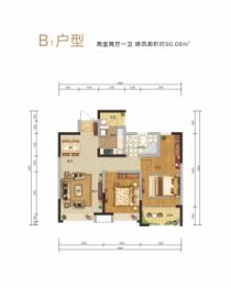 仕锦云阙2室2厅1厨1卫建面90.08㎡