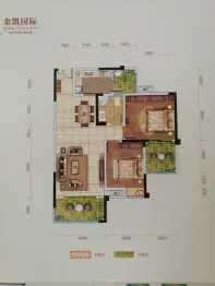 金凯国际2室2厅1厨1卫建面92.38㎡