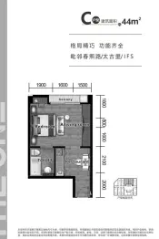 壹都锦1室1厅1厨1卫建面44.00㎡