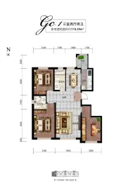 磐石·金江悦3室2厅1厨2卫建面118.29㎡