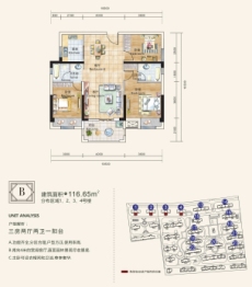 钟祥天赐蓝湾3室2厅1厨2卫建面116.65㎡