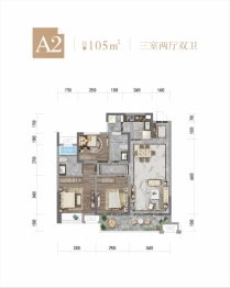 中旅名门府3室2厅1厨2卫建面105.00㎡