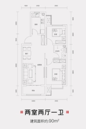 亿博棠樾府2室2厅1厨1卫建面90.00㎡