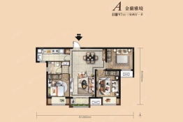 瑞辰金蘭府3室2厅1厨1卫建面97.0㎡