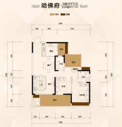 景富双湖湾3室2厅1厨2卫建面117.00㎡