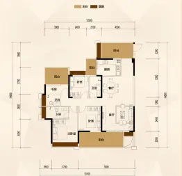 景富双湖湾4室2厅1厨3卫建面154.0㎡