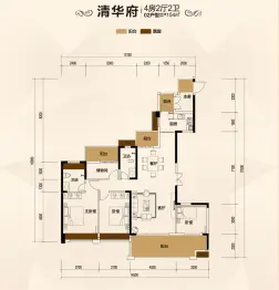 景富双湖湾4室2厅1厨2卫建面154.0㎡