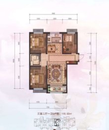 茂润海棠苑3室2厅1厨1卫建面110.02㎡