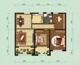 爱莲堡花园二期2室2厅1厨1卫建面101.64㎡