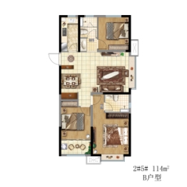 地平·西棠甲第3室2厅1厨2卫建面114.00㎡