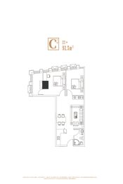 远洋汉口中心2室1厅1厨1卫建面92.50㎡