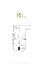 远洋汉口中心2室1厅1厨1卫建面70.17㎡