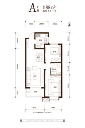 晋建·迎曦园2室2厅1厨1卫建面88.00㎡