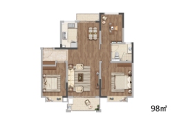 中建熙元府3室2厅1厨1卫建面98.00㎡