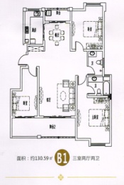 时光里3室2厅1厨2卫建面130.59㎡