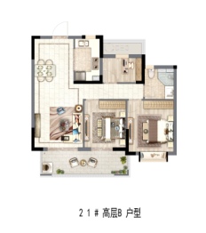 绿地铂澜府3室2厅1厨1卫建面90.00㎡