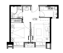 中垠广场1室1厅1厨1卫建面51.64㎡