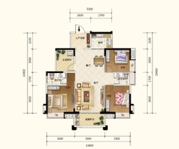 金盛丽景二期3室2厅1厨2卫建面120.00㎡