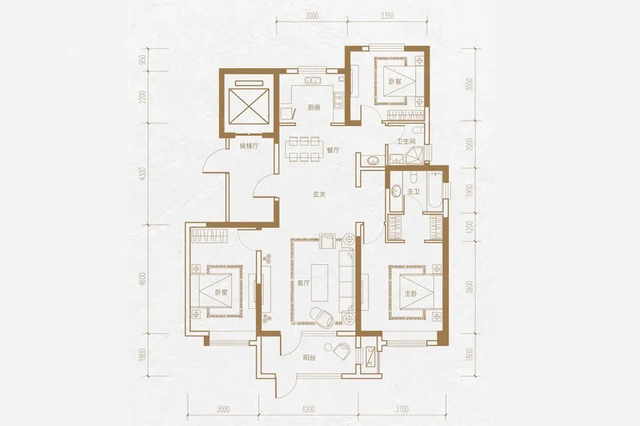 中建府中建府约139平方米户型3室2厅2卫1厨139.00㎡-唐山房天下