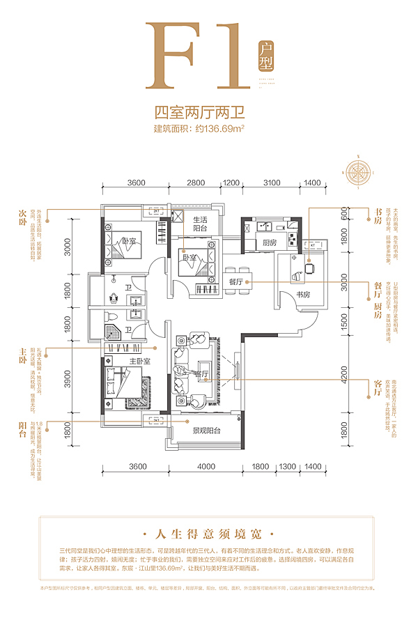 东宸·江山里4室2厅1厨2卫建面136.69㎡