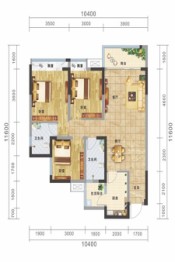 幸福东方白桦林3室2厅1厨2卫建面103.98㎡