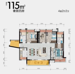 首创·禧悦台4室2厅1厨2卫建面115.00㎡