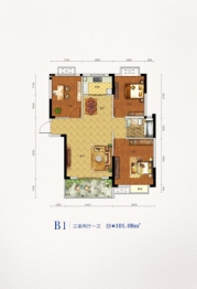 锦绣荆城·玺悦3室2厅1厨1卫建面101.08㎡