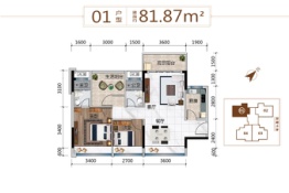 君朗名轩3室2厅1厨2卫建面81.00㎡