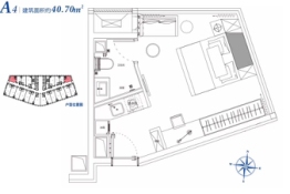 中国铁建洋湖壹品1室1厅1厨1卫建面40.70㎡