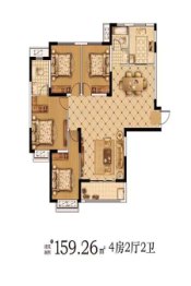 大都·现代城4室2厅1厨2卫建面159.26㎡