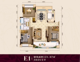 四季锦园3室2厅1厨2卫建面121.67㎡