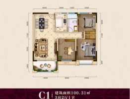 四季锦园3室2厅1厨1卫建面100.31㎡